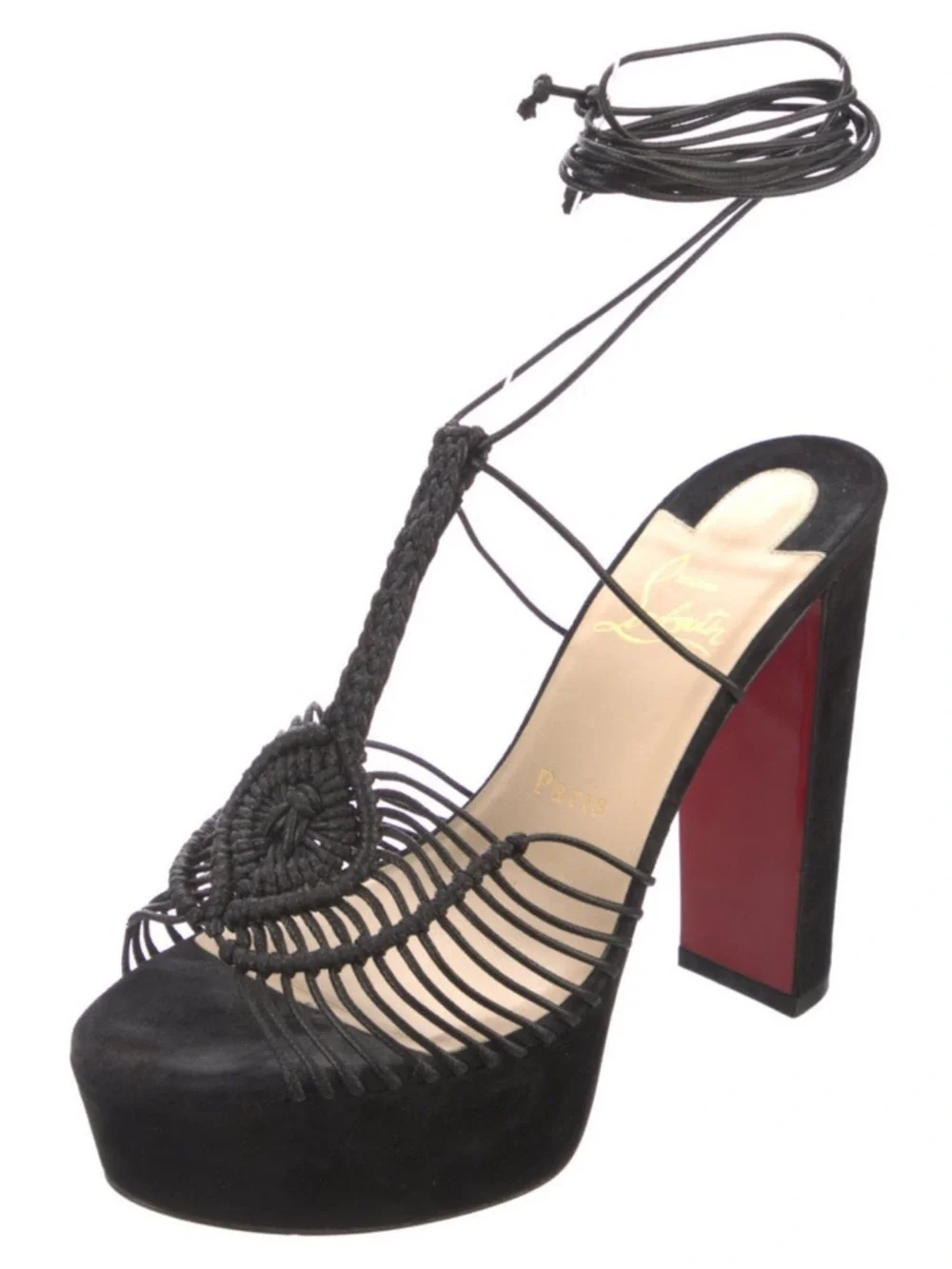 Christian Louboutin Janis in heels Alta 130mm wrap around heels RETAIL 1,295